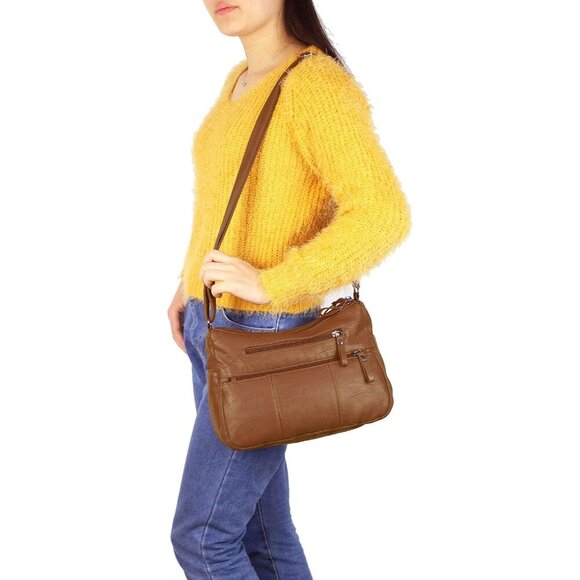 🆕 Volganik Rock PU Leather Shoulder Bag Women Brown Soft Pocketbooks Purse - Picture 2 of 6